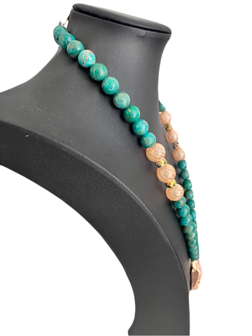 NEW Mary Kent Designs Green Amazonite, Pink Lemonade Druzy Geode Geode Necklace - Picture 4 of 9